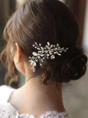 Bride Crystal Wedding Hair Comb Rhinestone Hair Piece Silver Headpiece Bridal... - Image 1 of 4