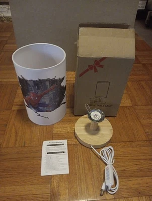 Spiderman USB Powerd Table Lamp 3 Colors Dimmable Wood Base Lamp New - Image 1 of 4