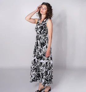 Nina Leonard Print Sleeveless Faux Wrap Maxi Dress QVC new size small j3.. - Picture 1 of 10