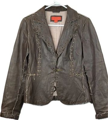 Elements By Vakko Brn Leather Jacket Lightweight, Western, Boho ***READ*** - Image 1 of 4