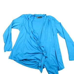 Serena Williams Signature Statement Womens Size 1X Open Front Shirt Blue - Picture 1 of 8