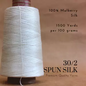 2 x 100 Gram Cones - 100% Mulberry Silk - 30's Nm / 2 Ply - Natural Color - Picture 1 of 2