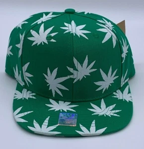 POT LEAF HAT MARIJUANA WEED THEMED SNAP BACK 420 GREEN - Bild 1 von 2