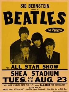 Beatles at Shea NY Concert Poster 11 X 17 Framed - Bild 1 von 2