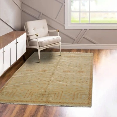 Alfombra oriental de transición 100 % lana nourison anudada a mano 5’6” x 8’ musgo Foto 1 de 4