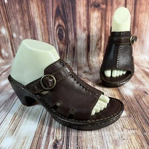 Scarpe sandali tacco a blocco Born donna tg 8 pelle marrone punta aperta fibbia - Foto 1 di 10
