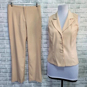 Tuta vintage anni 90 Alyn Paige donna 13/14 panna senza maniche gilet e pantaloni - Foto 1 di 11