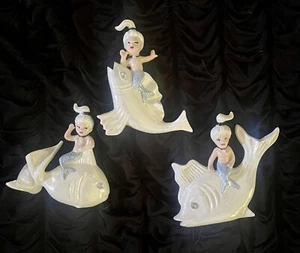 *RARE*Vintage inspired Mermaids riding fish. Arnel’s mold - Picture 1 of 6