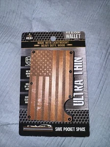 Wood Wallet Ultra Thin Heavy Duty American Flag Tac Gear - Picture 1 of 2