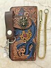Dragon Carved Wallet Hendmade Cowboy Wallet Mens Bifold Wallet Chain Gift 165