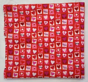 Happy Hearts LOVE Fabric Valentines Day Red Pink Trena Hegdahl 45x90 - Picture 1 of 12