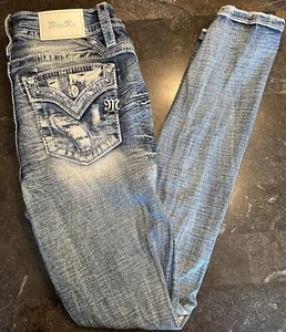 Pantalones de mezclilla para mujer Miss Me E3760, talla 27, embellecidos con aguijón curvilíneo - Imagen 1 de 20