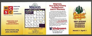 1999 ARIZONA CACTUS LEAGUE Walgreens / MCSC Spring Training POCKET SCHEDULE NM+ - Picture 1 of 1