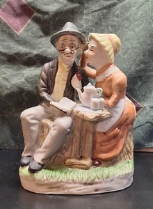 Vintage The Marquis Old Man and Woman Having Tea Ceramic Figurine - Picture 1 of 8
