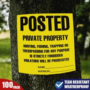 Posted Signs No Trespassing No hunting signs - Heavy Duty -11” x 11" (100 count) - Picture 1 of 8