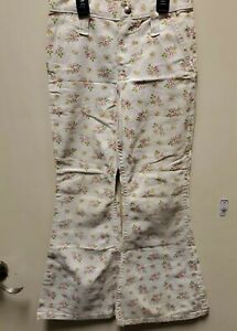 Vtg Wrangler Floral Denim Bell Bottom Jeans Girls Size 12 Kd 23