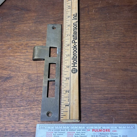 Large Vintage Brass Exterior Mortise Lock Keeper Strike Striker Plate Jamb 8 .5” Cover