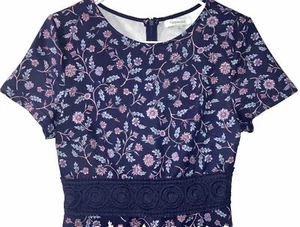 Francesca’s Dress Size Small Navy Blue Pleated Crochet Boho - Picture 1 of 9