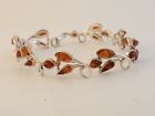 Poland Baltic amber sterling silver swirl cabochon bracelet vintage