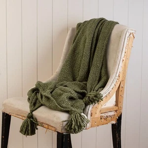 Knitted Throw Blanket with Tassels Tweed Textured Lightweight Throws for Couch - Picture 1 of 3