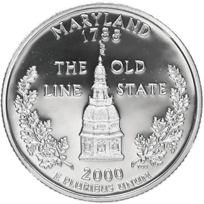 2000 S Silver Proof Maryland State Quarter 90% Silver - Image 1 of 2
