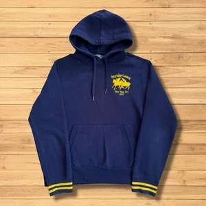 Polo Ralph Lauren New York Navy Blue & Yellow Hoodie Vintage - Size UK Large - Picture 1 of 7
