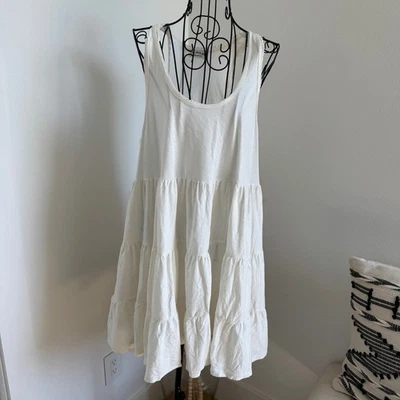ASOS Miss Selfridge Sleeveless Tank Cream Acid Wash Smock Tiered Mini Dress -Sz8 - Image 1 of 4
