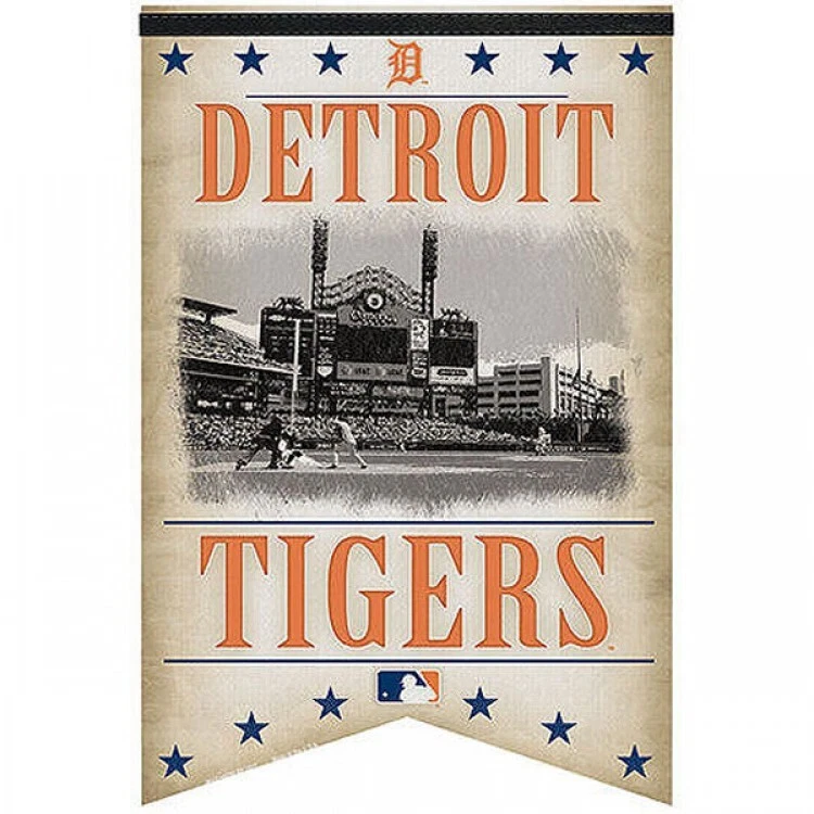 Detroit Tigers Banner 17x26 Pennant Style Premium Felt Stadium Design - Image 1 of 1