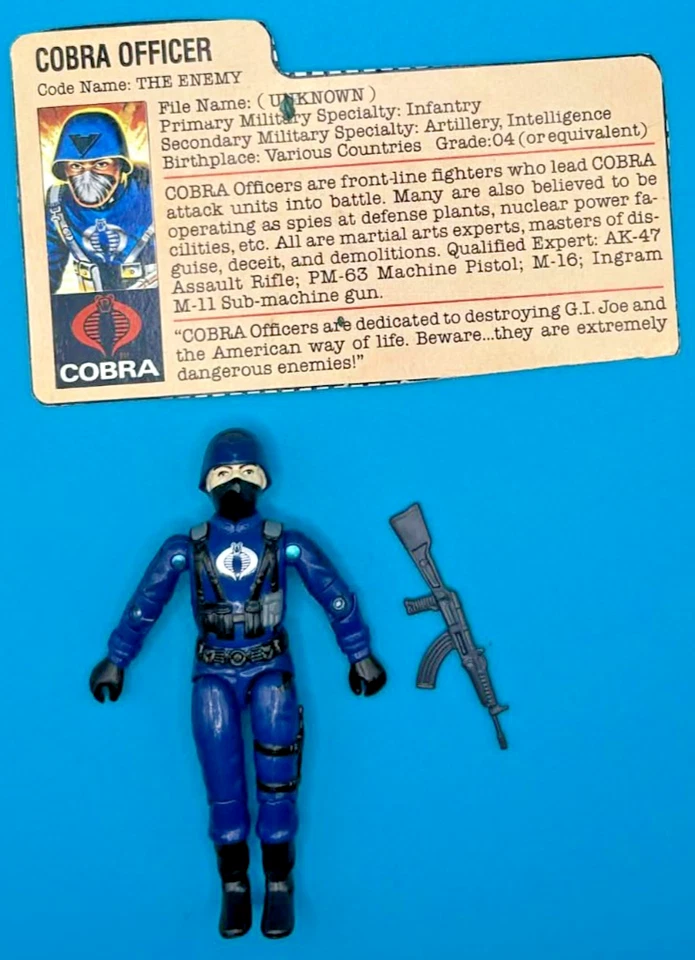 Braços giratórios Cobra Officer V1.5 100% completos G.I. Joe 1983 Vintage com cartão de arquivo - Imagem 1 de 4