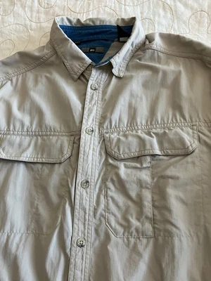 REI UPF 50+ Mens Roll & Long Sleeve Button Down Beige Vented Hiking Shirt Large - Image 1 of 4
