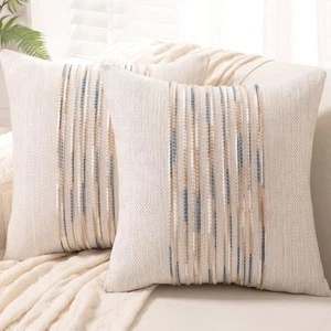 Copricuscini Boho Throw 18x18 Set 2 Federa Decorativa Casale Righe - Foto 1 di 5