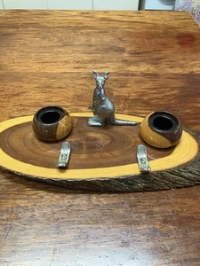 Vintage 1950’s Mulga Wood Kangaroo Ink Desk Set. - Picture 1 of 7