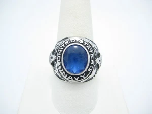 Anillo de plata esterlina clase piedra azul 19,5 mm Marina de los Estados Unidos talla 10 - Imagen 1 de 9