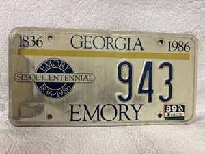 Vintage 1986 Georgia License Plate ~ Emory University Sesquicentennial - Picture 1 of 2