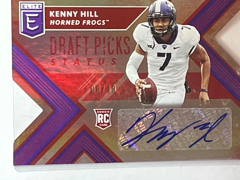 2018 Elite Status /49 Red Die-Cut KENNY HILL #265 TCU Rookie Auto football - Image 1 of 1