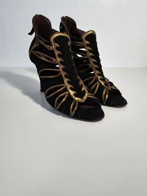 Botas de tornozelo Etro preto e dourado camurça, tamanho UE 36, Reino Unido 3. - Imagem 1 de 4