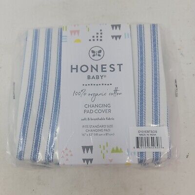 Honest Baby 100% Organic Cotton Blue Stripes Diaper Changing Pad Cover 16 ×32  • 19.95$