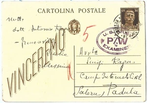 71314 - INTERO POSTALE Vinceremo durante OCCUPAZIONE SICILIA a CAMPO PADULA - Picture 1 of 2