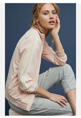 ANTHROPOLOGIE MAEVE PINK STRIPED TRACK JACKET, sz - Изображение 1 из 4