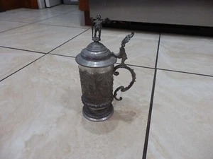 Vintage Germany Kazimierz Poznan Figure  Tinware Stein Beer Mug 9" - Picture 1 of 10