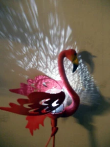 Garden Decoration Solar Powered Big Flamingo Stake Light White LED Reflection - Picture 1 of 2