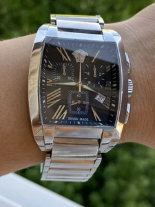 VERSACE WATCH CHARACTER CHRONOGRAPH QUARTZ WLC99 MENS SWISS MADE JUST SERVICED - Picture 1 of 11