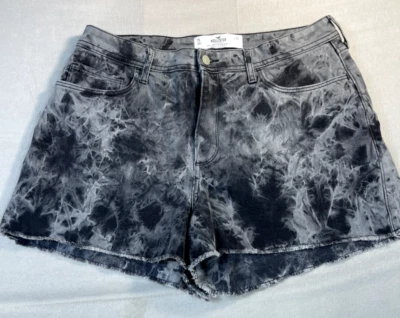 Pantalones Cortos Hollister Para Mujer Talla 15 Negros Tie-Dye Camuflados Curvilíneos Tiro Alto Mamá Dobladillo Crudo Foto 1 de 4