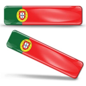 2 x 3D gewölbte Aufkleber Aufkleber Auto Auto Motorrad Helm Laptop Portugal portugiesische Flagge - Bild 1 von 7