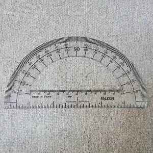 New Falcon 6-Inch Plastic 180 Degree Protractor Clear Mathematics Degrees - Picture 1 of 3