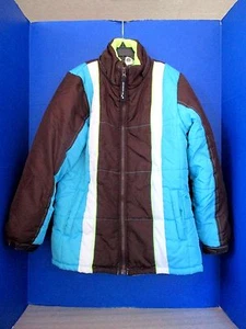 Rothschild ~ braun & blau PUFFERMANTEL ~ doppelter Reißverschluss ~ Mädchen Größe Medium (10-12) - Bild 1 von 3