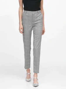 Pantalón de tobillo metálico Banana Republic Avery de ajuste recto, gris, talla 12, nuevo con etiquetas - Imagen 1 de 12