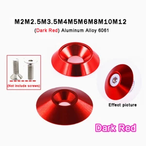 M2 - M12 Anodised Aluminium Cup Washers to fit Countersunk Screws Bolts Dark Red - Picture 1 of 18