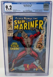 Sub-Mariner #5 CGC 9.2 1968 Origin 1st app Tiger Shark Marvel Comics - Picture 1 of 4