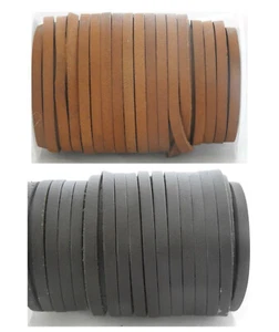 Real Flat Leather Cord - 4mm x 4mm String Lace Thong - For jewellery gigs party. - Picture 1 of 13
